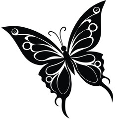 Fototapeta premium Butterflies silhouette black background on white Background 