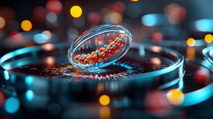 Explore the future of personalized medicine with this stunning image showcasing a Futuristic holographic interface displaying a personalized human genome analysis Witness the convergence of