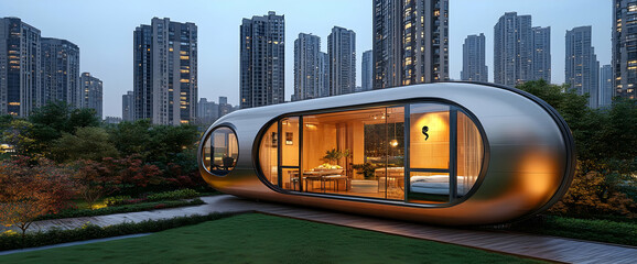 Modern Capsule Home Among High-Rise Buildings