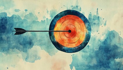 An archery target with an arrow in the cente.