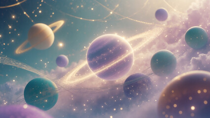 Mystical Space Scene with Pastel Nebulae and Ethereal Light