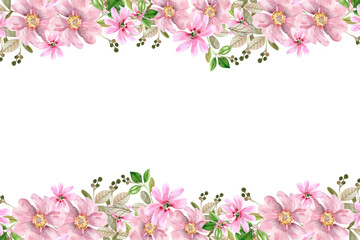 Watercolor flowers background vector for design.