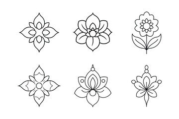 Pattern Ornament Element Flower Set Vector Illustration.