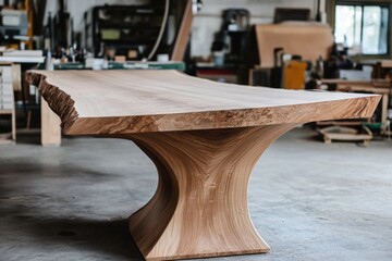 Custom Wood Dining Table in Bright Workshop