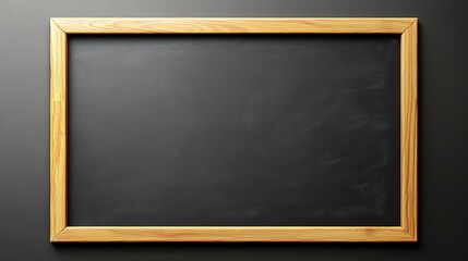 Clean Blackboard with Wooden Frame Isolated on Dark Background