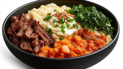 Fototapeta premium A diverse bowl of food with several different ingredients