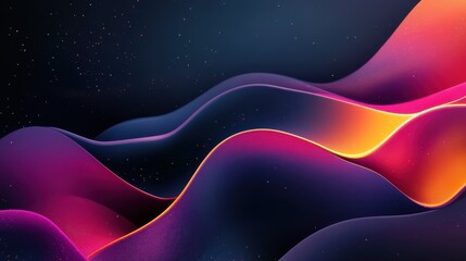 Abstract Colorful Waves in Dark Space with Twinkling Stars