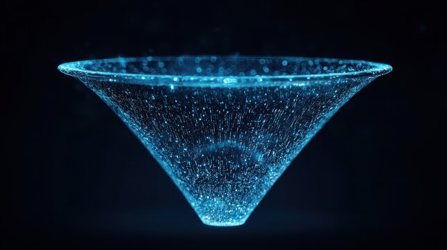 A futuristic visualization of a massive digital funnel, representing the concept of big data technology and information channels.