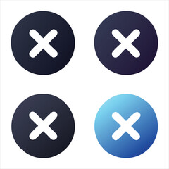 Obraz premium Close Icon Set with Solid, Outline, and Gradient Circular Backgrounds