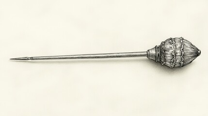 Vintage Metal Object with Pointed Tip and Decorative Handle for Art and Craft Projects