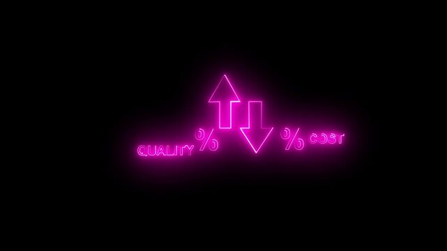 Quality control and cost reduction concept, Cost and quality control concept, Successful organization strategy and management, Cost and quality comparisons are indicate arrow on dark background.