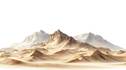 Realistic desert landscape with rocky mountains, isolated on transparent background