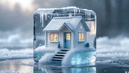 Fototapeta premium House in ice cube