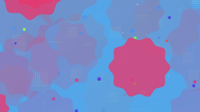 ドットとナミナミなサークルのポップなグラデーションのグラフィック　ループ　ピンクブルー Slow