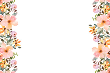 Watercolor flowers background vector for design.