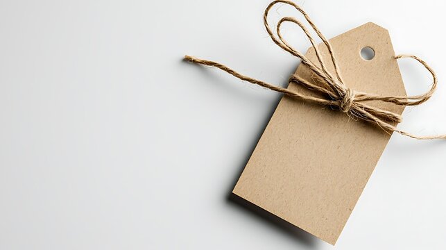 A minimalist paper tag with a textured string accent