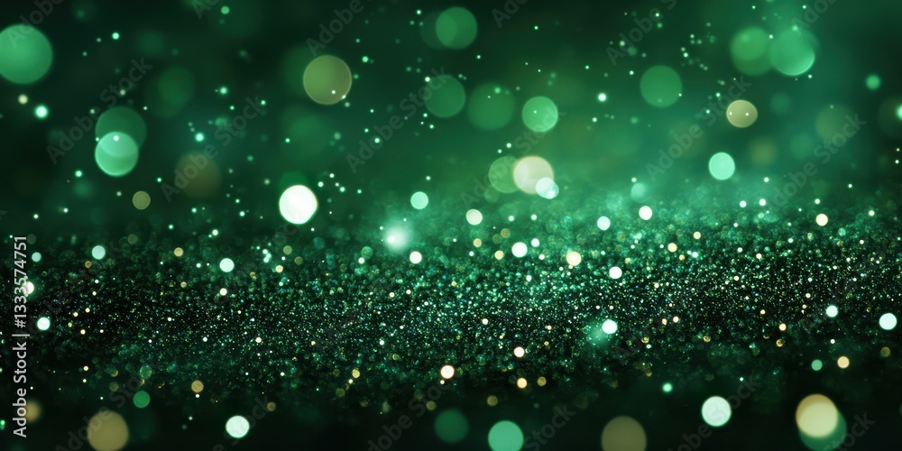 Canvas Prints emerald sparkle: an enchanting backdrop of emerald green hues sprinkled with shimmering bokeh lights