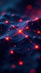 Abstract network with AI nodes improving business processes, improvement, design, abstract