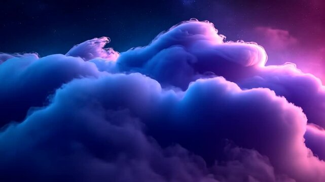 Colorful abstract cloudscapes in night sky, digital art, background image