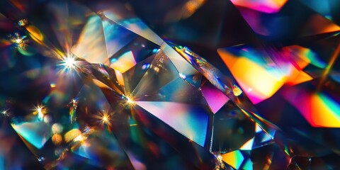 Kaleidoscope of Colors: A close-up view showcasing a dazzling array of colors and reflections in a cut gem, symbolizing luxury, rarity, and preciousness. 