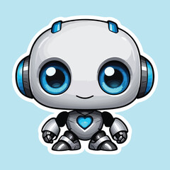 Cute Cartoon Robot Character Illustration – Friendly Futuristic Bot with Antenna and Big Eyes – Adorable Sci-Fi Tech Mascot Vector Design