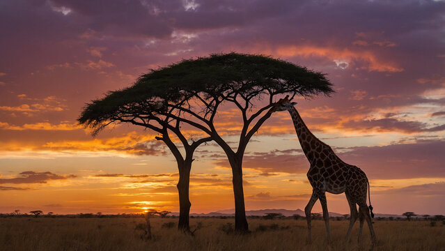 giraffe rest on the tree