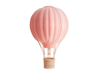 Obraz premium Isolated Whimsical Pink Hot Air Balloon with Basket