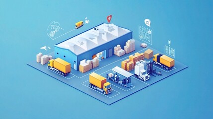 Isometric Global Logistics Network in 3D Vector Illustration