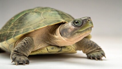Obraz premium Pig-nosed Turtle in full view on studio background 