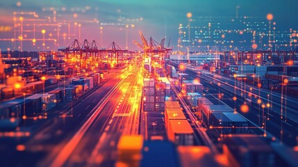 Fototapeta premium Seamless Supply Chain Connectivity in Digital Age Technology Landscape