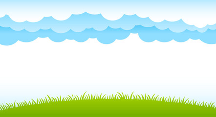 Obraz premium Beautiful summer landscape - blue sky and green grass. vector illustration isolated illustration