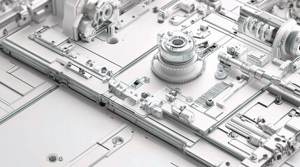 Detailed Technical Drawing of Engineering Components in Graphics