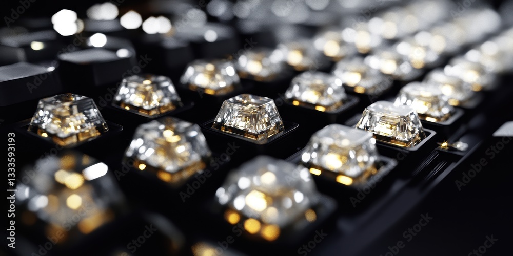 Poster illuminated keyboard keys: a close-up shot of a computer keyboard, focusing on the illuminated keys.