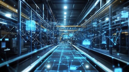 Fototapeta premium Advanced Smart Factory with Connected Infrastructure Design Concept