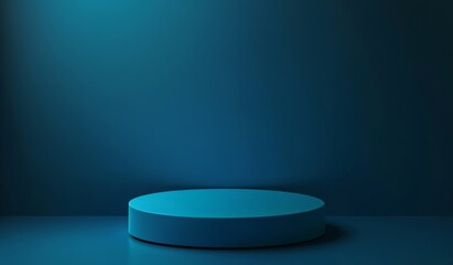 Empty,  round,  blue  podium,  minimal,  scene