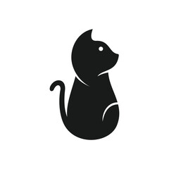 Black cat sitting logo designs
