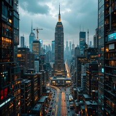 Obraz premium Circuit board cityscape highlighting urban technological advancements