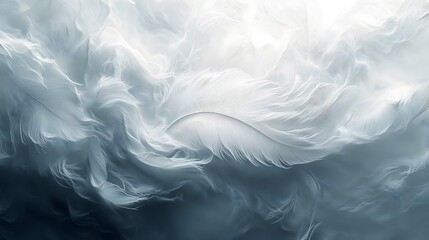 Obraz premium Close-up view of a monochromatic feather showcasing delicate texture and soft details in serene tones