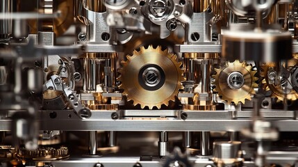 Detailed Mechanical Machine Gear System with Intricate Components