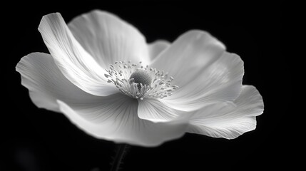 Close-up view of a delicate flower showcasing intricate details against a monochrome background