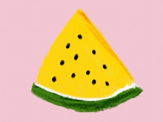 Hand drawn sliced ​​yellow watermelon