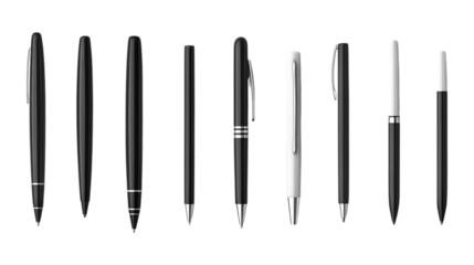 Pack Pen Set on Transparent Background for Stationery, Office, and Writing Tools
