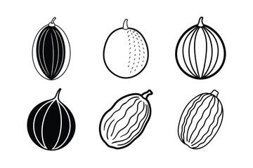 Desert Date – Balanites aegyptiaca line art and silhouette vector illustration