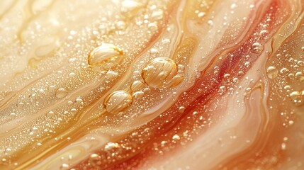 Fototapeta premium Oil and Water Interaction Close up of oil bubbles suspended in water, creating a mesmerizing abstract pattern of swirling colors and textures.