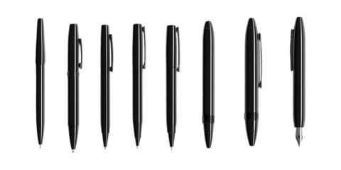 Pack Pen Set on Transparent Background for Stationery, Office, and Writing Tools