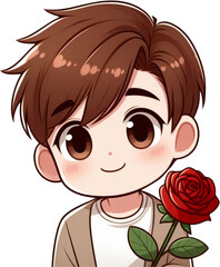 little boy with flower