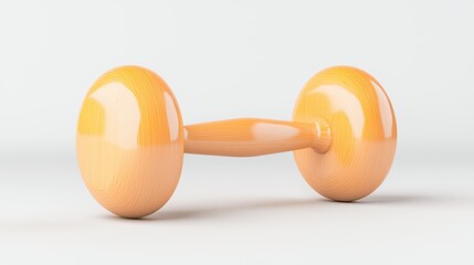 Light Orange Wooden Dumbbell on White Background