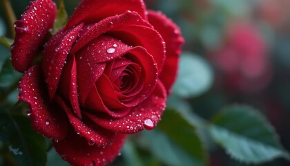red rose with dew drops