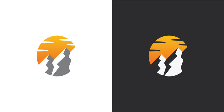 Mountain logo. Suitable for business logo, brand, interview show, podcast, quiz. Flat Vector Logo Design Template Element.