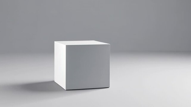 White cube on gray studio background